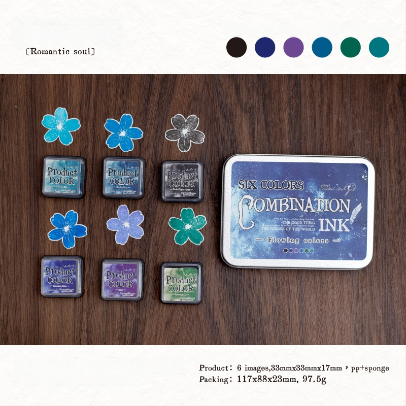 Mo mo tintapárna készlet – folyékony színek sorozata, olaj alapú tinta, 6 stílus