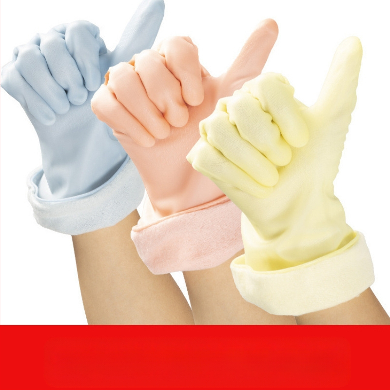 Velvet latex pirštinės su fliso viduje, šiltos plaunant indus ir valant virtuvėje, ultra plonos