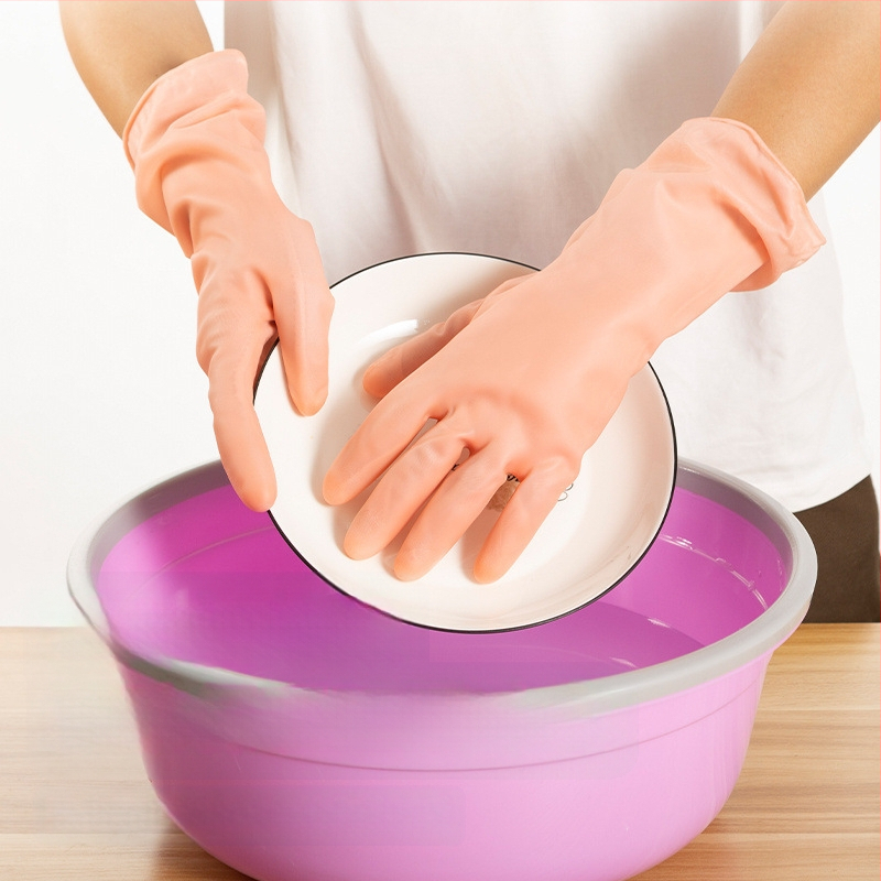 Velvet latex pirštinės su fliso viduje, šiltos plaunant indus ir valant virtuvėje, ultra plonos