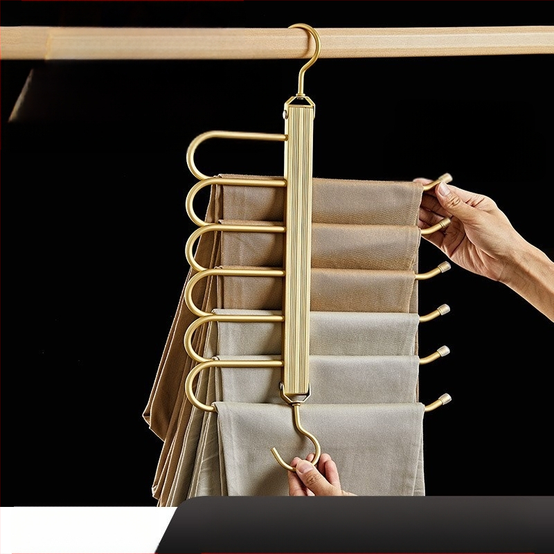 Sulankstomas kelnių laikiklis, kelių lygių iš aliuminio lydinio, žąsies formos dizainas, namų drabužių spintai