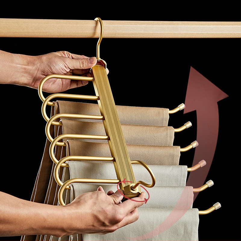Sulankstomas kelnių laikiklis, kelių lygių iš aliuminio lydinio, žąsies formos dizainas, namų drabužių spintai