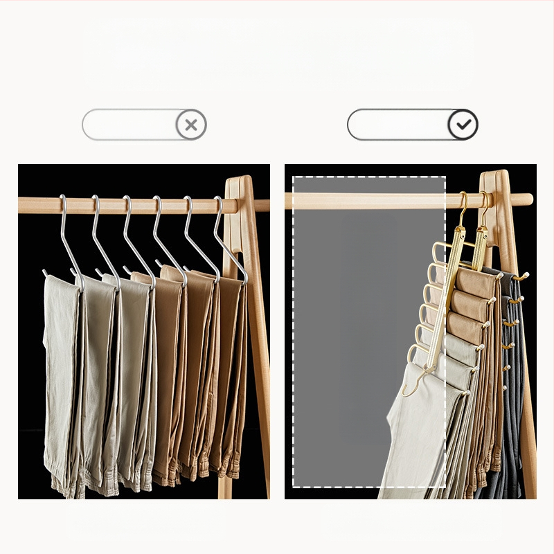 Sulankstomas kelnių laikiklis, kelių lygių iš aliuminio lydinio, žąsies formos dizainas, namų drabužių spintai