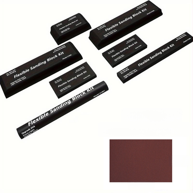 EVA шлайф-блокове комплект - гъвкави, мокро/сухо шлайфане, за дървообработка и автомобилна каросерия, 7 или 12 броя