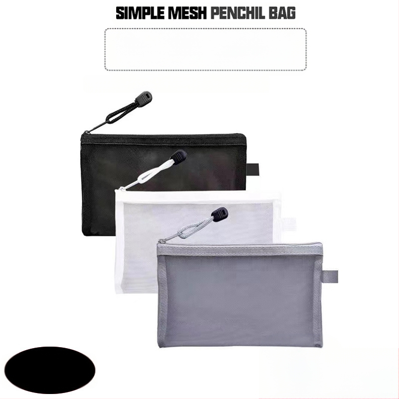 Hálós tolltartó, átlátható, nagy kapacitású, poliészter, koreai stílus, testreszabás: logó, szöveg, minta