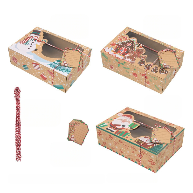 Europos stiliaus kraftpopieriaus sausainių dėžutė, kvadratinė forma, popierinė konstrukcija, vestuvėms