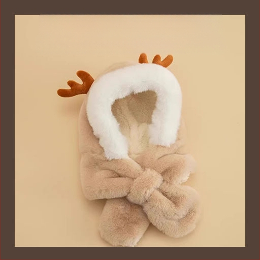 Vaikų žieminė kepurė su šaliku vienoje, ausų apsauga, kupolo stiliaus, poliesterio audinys, amžiaus grupė 4–6 ir 8–10 metų