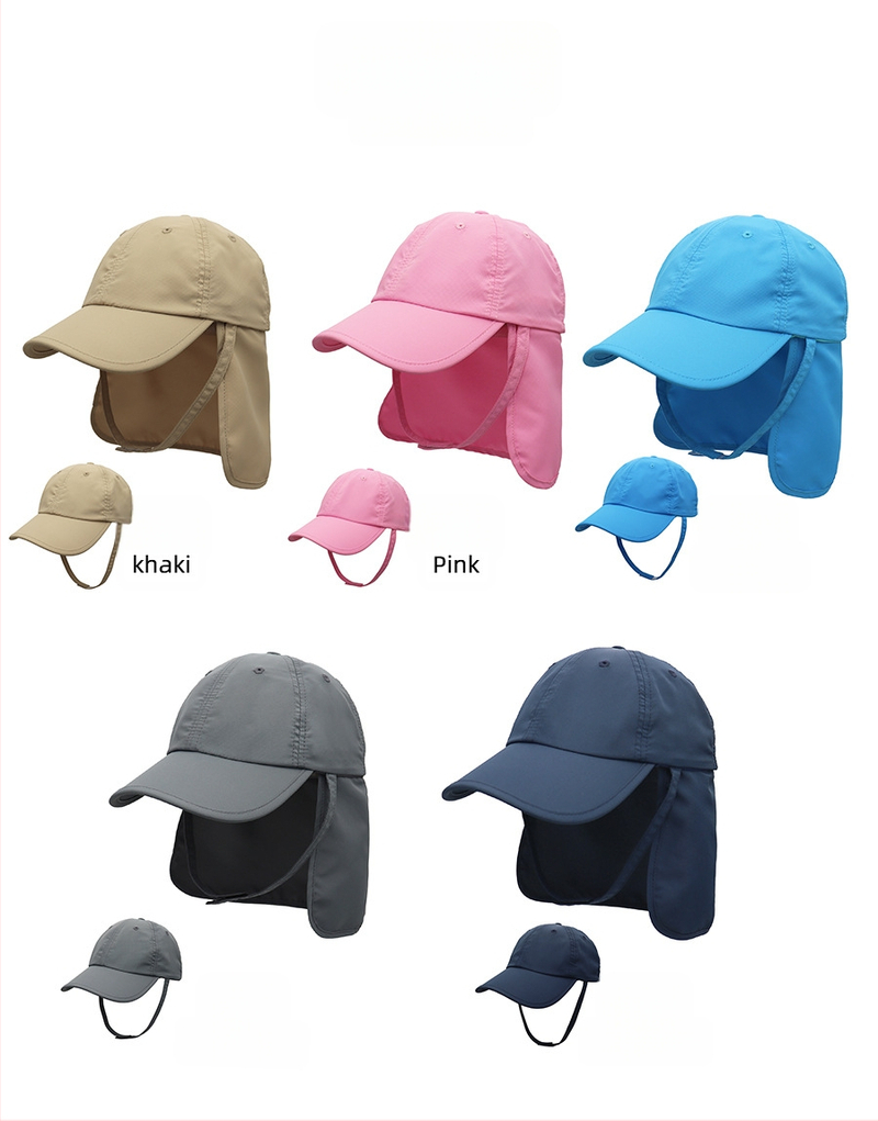 Детска кепка с козирка: защита на шията, слънцезащита и UV защита, полиестерна материя, къса козирка