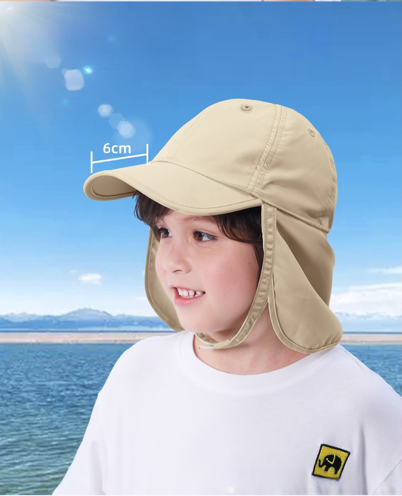 Детска кепка с козирка: защита на шията, слънцезащита и UV защита, полиестерна материя, къса козирка