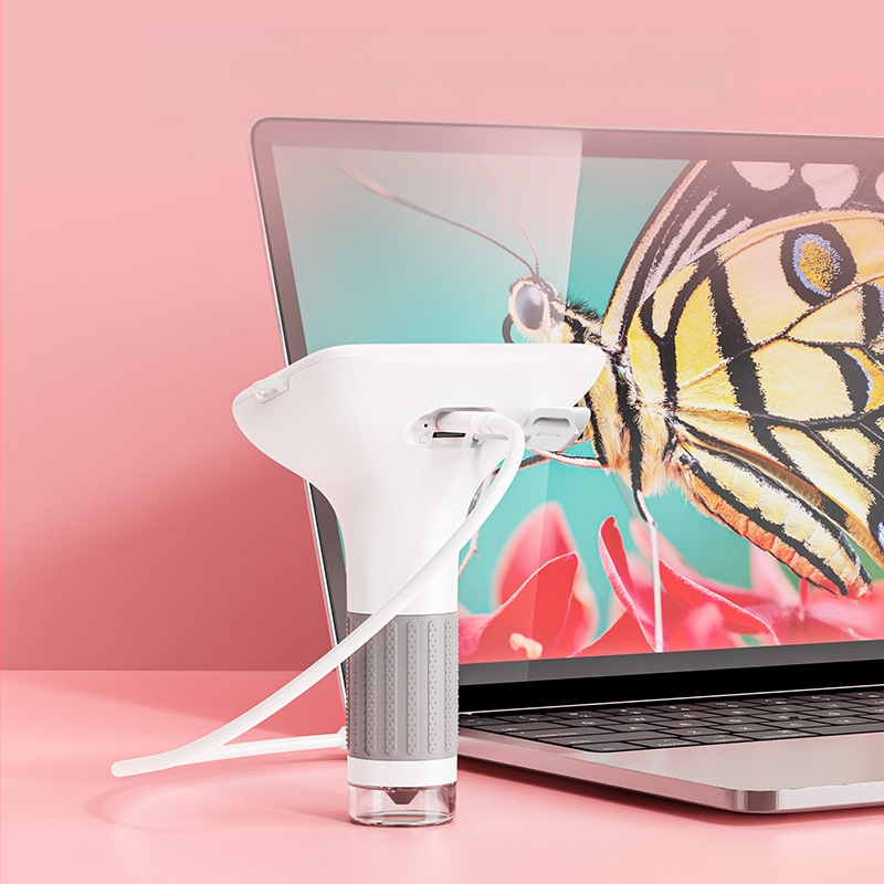 Παιδικό μικροσκόπιο χειρός για βιολογία/χημεία, φορητό ηλεκτρικό επιστημονικό σετ με περίβλημα από σιλικόνη, κατάλληλο για 7–14 ετών