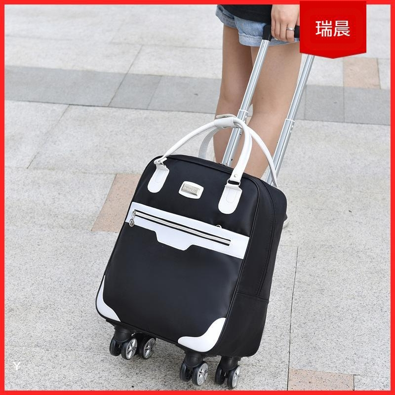 Bagaj în stil retro cu roți universale, deschidere cu fermoar, material Oxford, deschidere frontală, mare capacitate