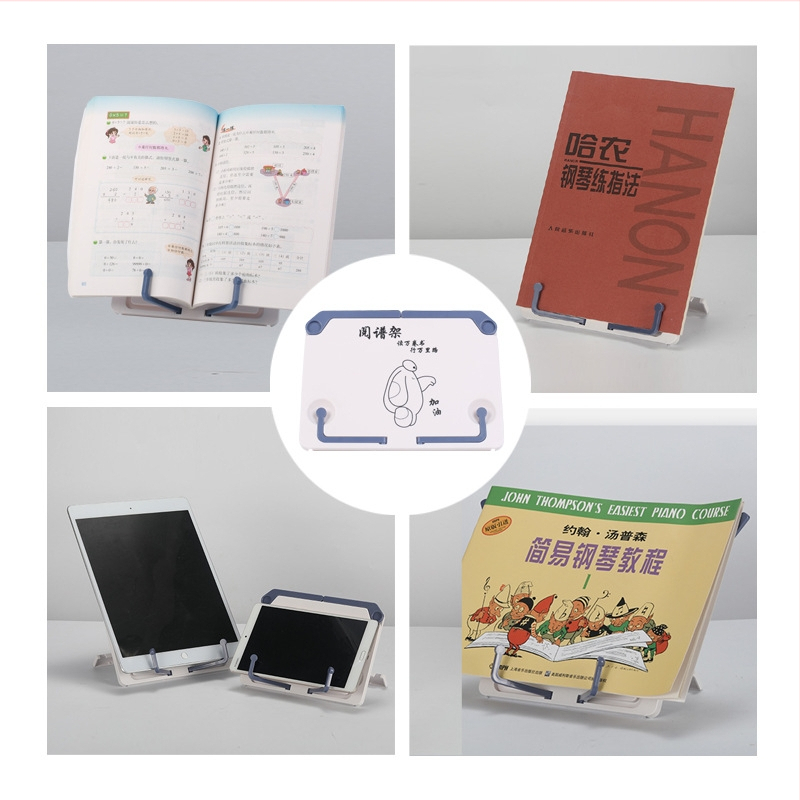 Pārvietojams partitūru statīvs ar planšetdatora turētāju – ABS, modelis 008, galda lietošanai