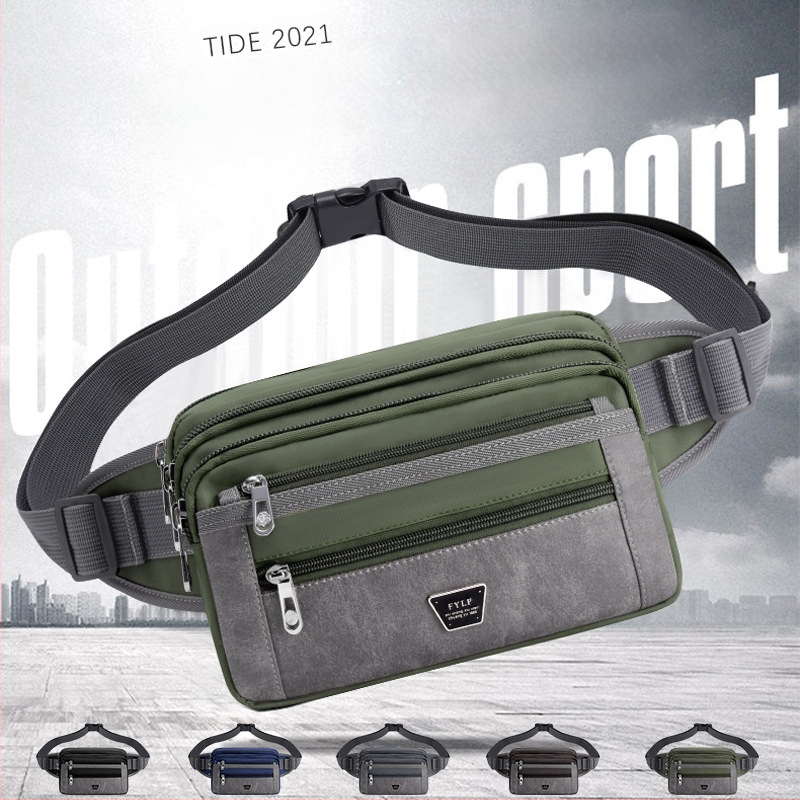 Pánska bedrová taška - Nylon, mestský minimalistický štýl, priedušná, veľká kapacita, podšívka z polyesteru