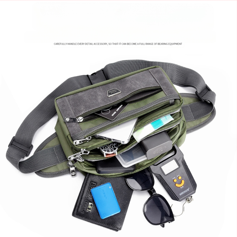 Pánska bedrová taška - Nylon, mestský minimalistický štýl, priedušná, veľká kapacita, podšívka z polyesteru