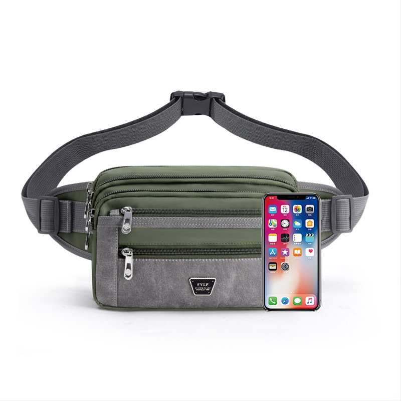 Pánska bedrová taška - Nylon, mestský minimalistický štýl, priedušná, veľká kapacita, podšívka z polyesteru
