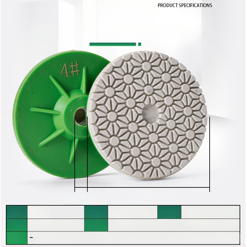 Presentable Четиристепен полировъчен диск за ъглошлайф, монолитен дизайн, полиране и шлайфане на мрамор, гранит и бетон