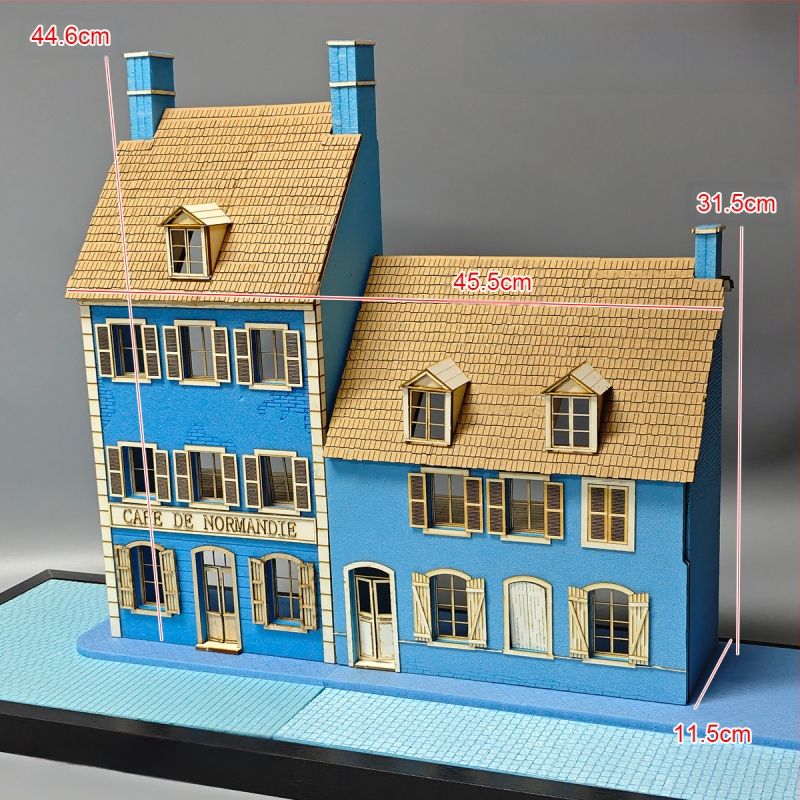 Дървен диорамeн комплект за сценичен модел, за сглобяване, кафе сграда и къща, мащаб 1:35