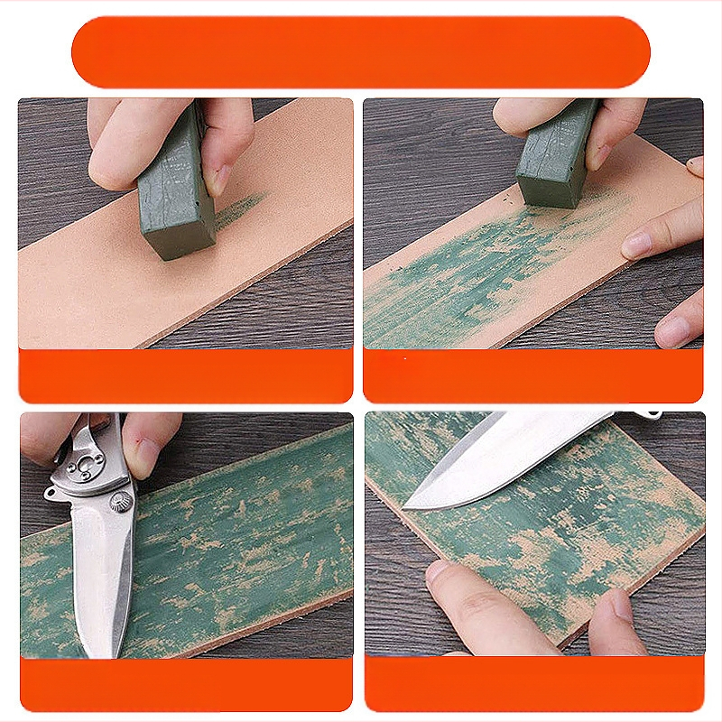 Terituspasta noadade jaoks koos peegelpoliseeriva vahaga, vahaplokk ja teritusõliga – sobib lõike- ja nahanoadele