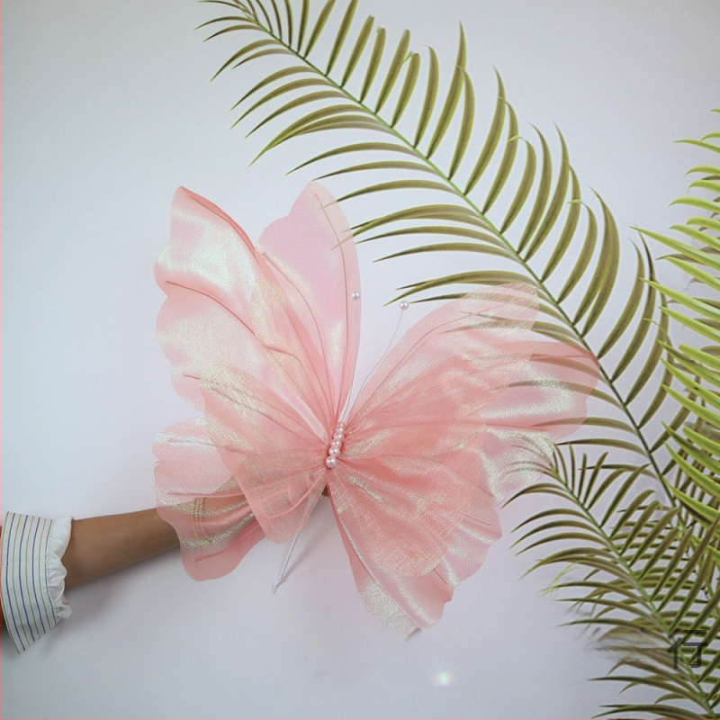 Rankų darbo lauko fotografijos rekvizitas iš šilko gėlių ir tinklo gėlių, vestuvių dekoracija su drugeliais