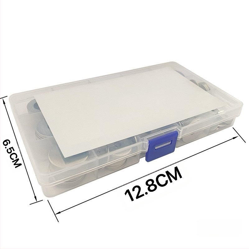 Комплект плоски шайби, 180 бр., DIN125, никелирана повърхност, степен 4.8, клас А