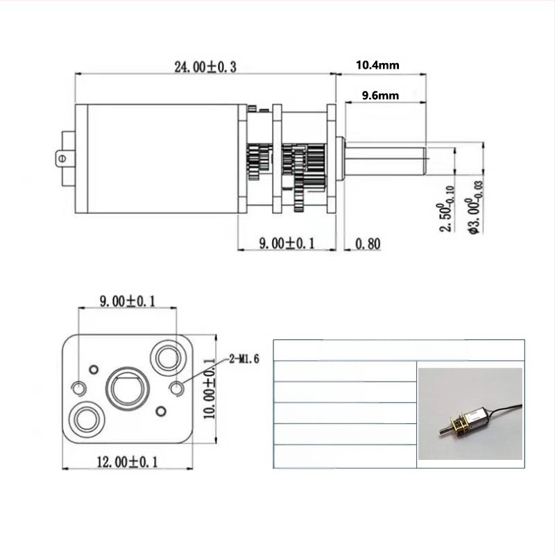 PVDF materiāla lineārās vadības zobu komplekts, 3 mm atveres, 12 un 15 zobu, vadības sliede, ar N20 reduktora motoru