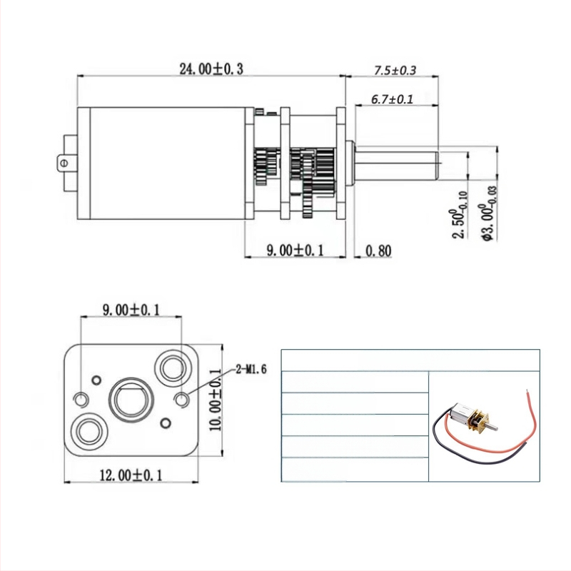 PVDF materiāla lineārās vadības zobu komplekts, 3 mm atveres, 12 un 15 zobu, vadības sliede, ar N20 reduktora motoru