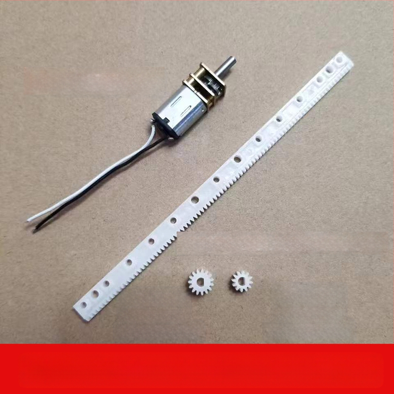 PVDF materiāla lineārās vadības zobu komplekts, 3 mm atveres, 12 un 15 zobu, vadības sliede, ar N20 reduktora motoru