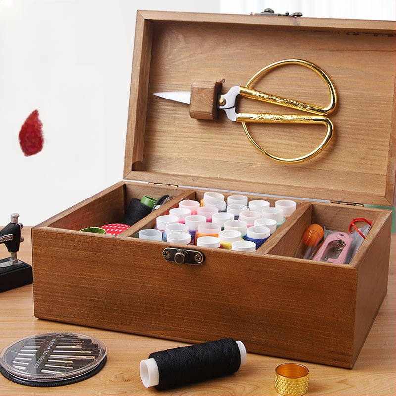 Дървена кутия за шиене — от масивно дърво; Марка: Hangpai Fabric; 30 бр. в кашон