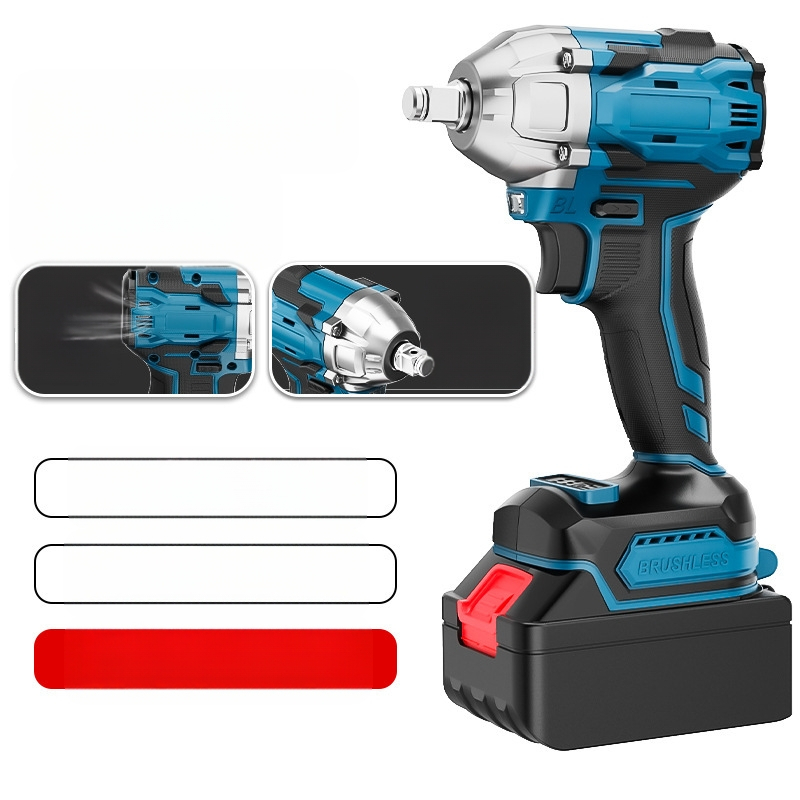 Безжичен ударен гайковерт Lai Jue, 21V Li‑ion батерия, 70 Nm момент на въртене, пистолетна дръжка, M27 захват, тегло 2,94 кг