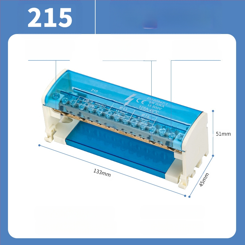 UKK paskirstymo dėžė, aukštos galios, gryna vario neutrali terminālė dėžė, modeliai 207/211/215/407/411/415, paskirstymo skydui