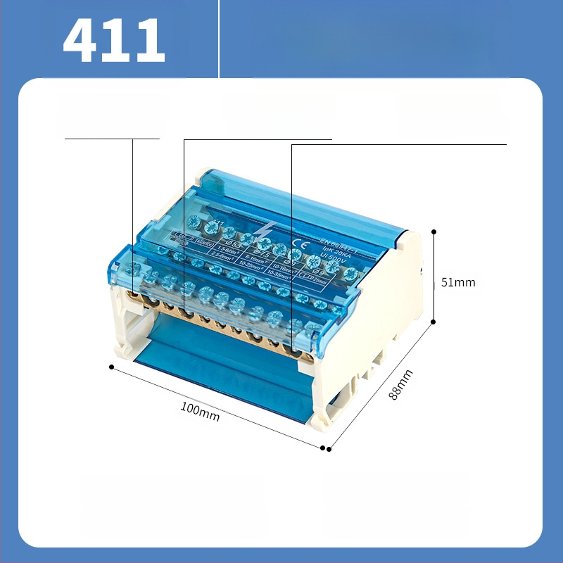 UKK paskirstymo dėžė, aukštos galios, gryna vario neutrali terminālė dėžė, modeliai 207/211/215/407/411/415, paskirstymo skydui
