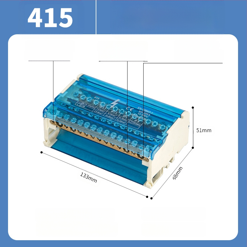 UKK paskirstymo dėžė, aukštos galios, gryna vario neutrali terminālė dėžė, modeliai 207/211/215/407/411/415, paskirstymo skydui