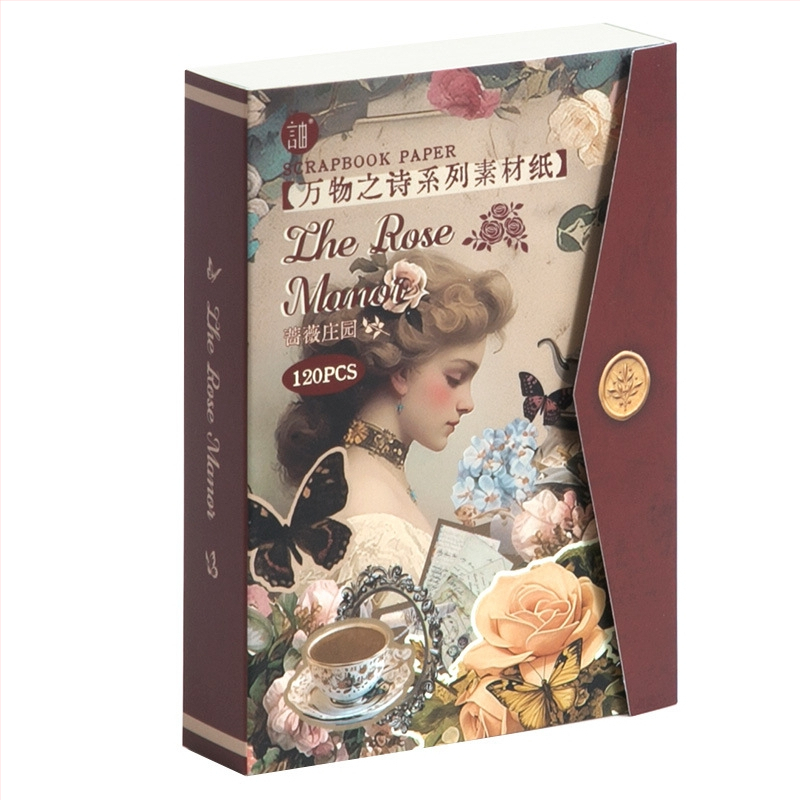 Drehop/Dreamxi retro stiliaus DIY dienoraščio popieriaus rinkinys, 120 puslapių 6 dizainais, svoris 212 g, spausdinimas.