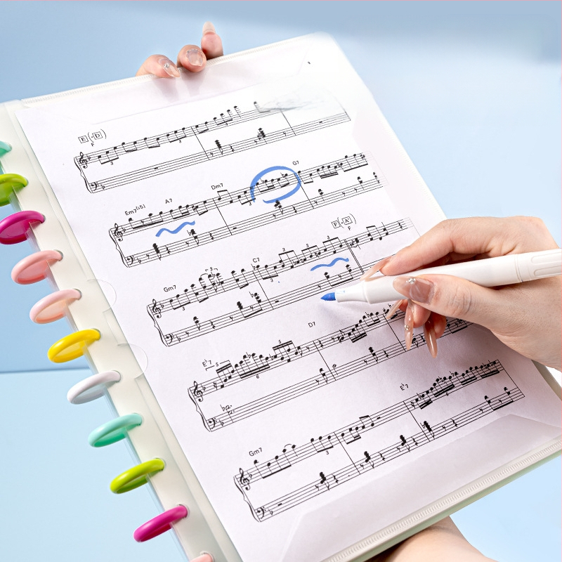 A4 пластмасова папка за нотни листове с клип, презаписваща, антиотразяваща повърхност, за клавирни партитури, 40 страници, възможност за печат на лого