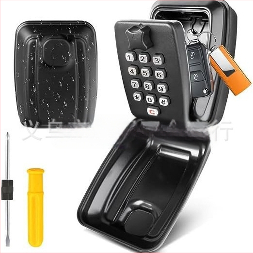 Mechaninė mygtuko slaptažodžio dėžutė iš aliuminio lydinio | 1 mm užrakinimo strypas | skirta laikyti raktus, banko korteles ir asmens tapatybės korteles | modernus minimalistinis dizainas