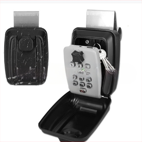 Mechaninė mygtuko slaptažodžio dėžutė iš aliuminio lydinio | 1 mm užrakinimo strypas | skirta laikyti raktus, banko korteles ir asmens tapatybės korteles | modernus minimalistinis dizainas