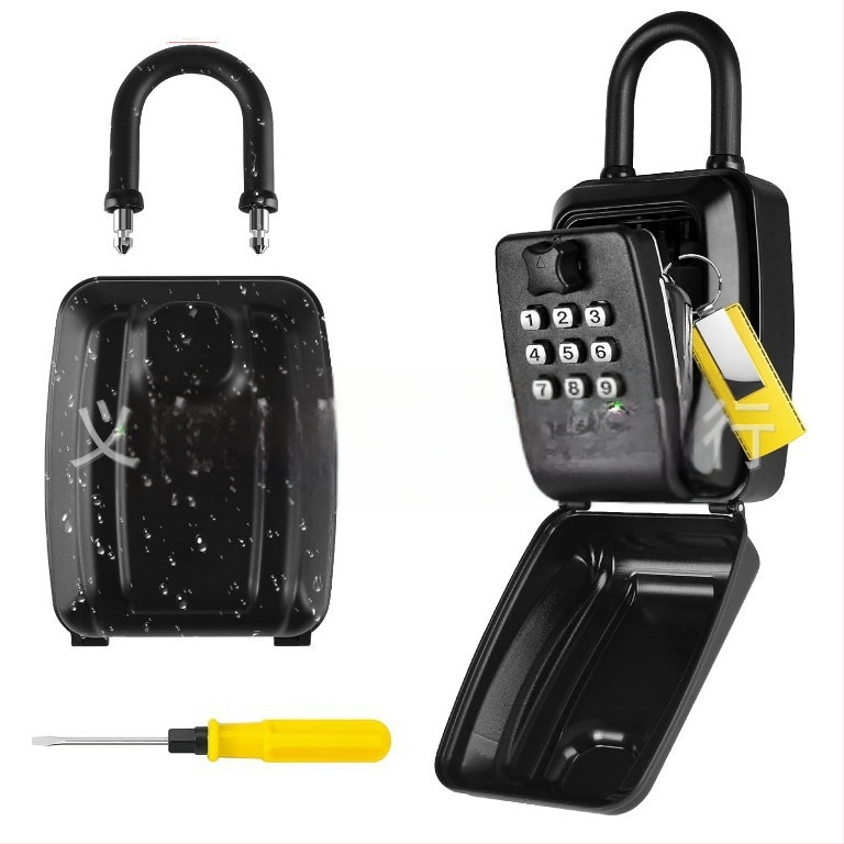 Mechaninė mygtuko slaptažodžio dėžutė iš aliuminio lydinio | 1 mm užrakinimo strypas | skirta laikyti raktus, banko korteles ir asmens tapatybės korteles | modernus minimalistinis dizainas