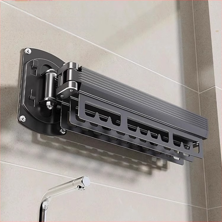 Sieninis drabužių džiovykla su dvigubu sulankstymo dizainu, ištraukiama teleskopinė lazda