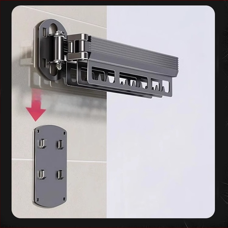 Sieninis drabužių džiovykla su dvigubu sulankstymo dizainu, ištraukiama teleskopinė lazda