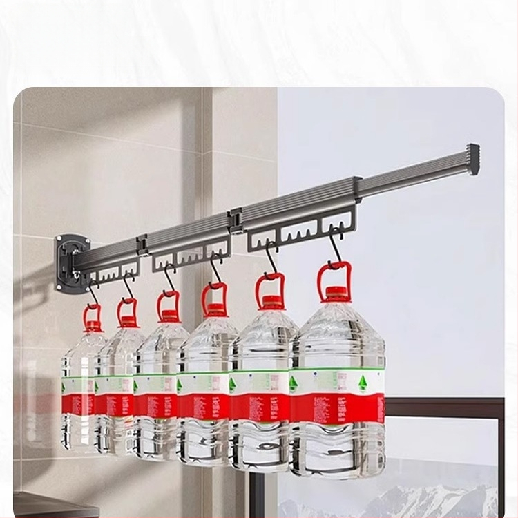 Sieninis drabužių džiovykla su dvigubu sulankstymo dizainu, ištraukiama teleskopinė lazda