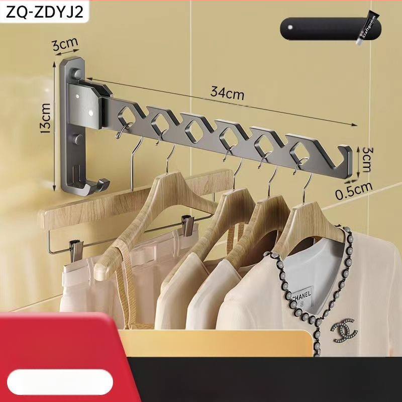 Sieninis drabužių džiovykla su dvigubu sulankstymo dizainu, ištraukiama teleskopinė lazda