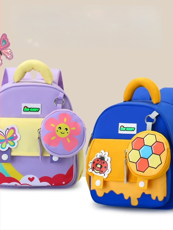 Rucsac școlar pentru copii cu imprimeu desen animat, material nylon, respirabil, ultra-ușor, rezistent la uzură, curea de umăr curbată