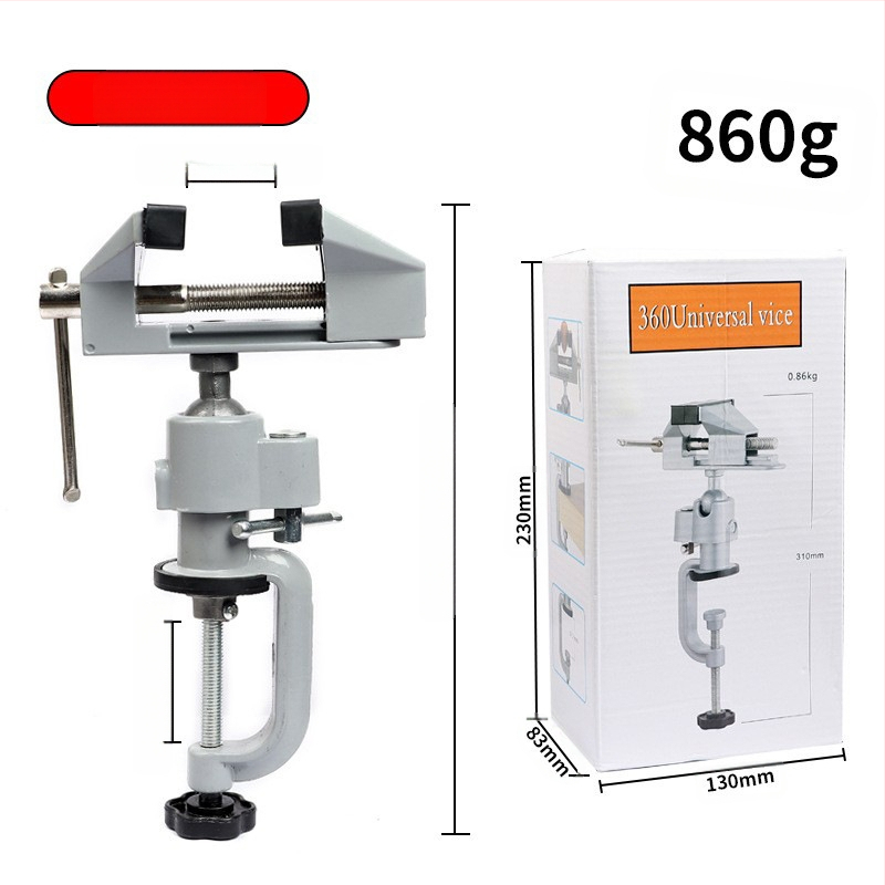 Univerzális forgó kis asztali fogó, 360° elforgatás, ADC12 alumínium ötvözet, fúróhoz tartó