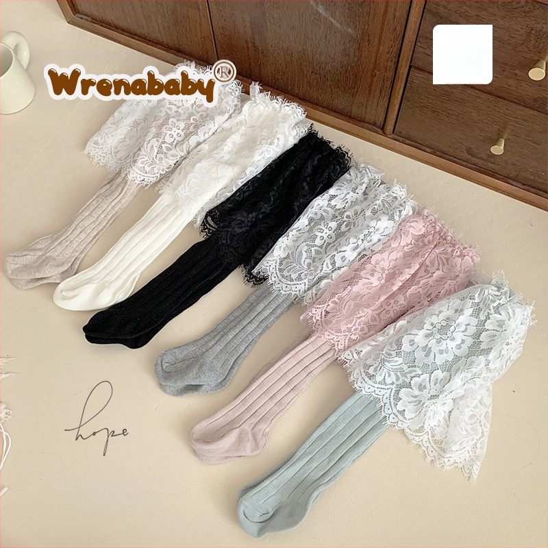 Dječje čipkaste hlačice s suknjom i dizajnom bamboo-joint, visok pojas, pamuk-mješavina (85% pamuka), proljeće–jesen, bez otvora na preponama, u korejskom stilu, za djecu 3–8 godina