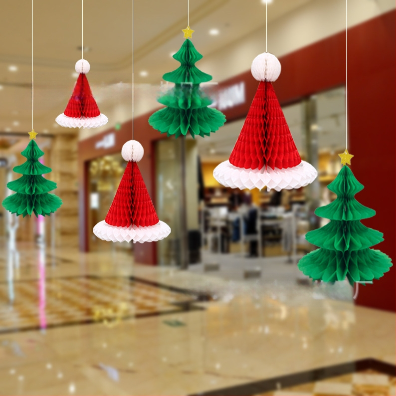 Коледна хартиена топка с медена пита, висяща украса за коледното дърво; офсетово печатане; полуавтоматично производство; лицензиран частен етикет