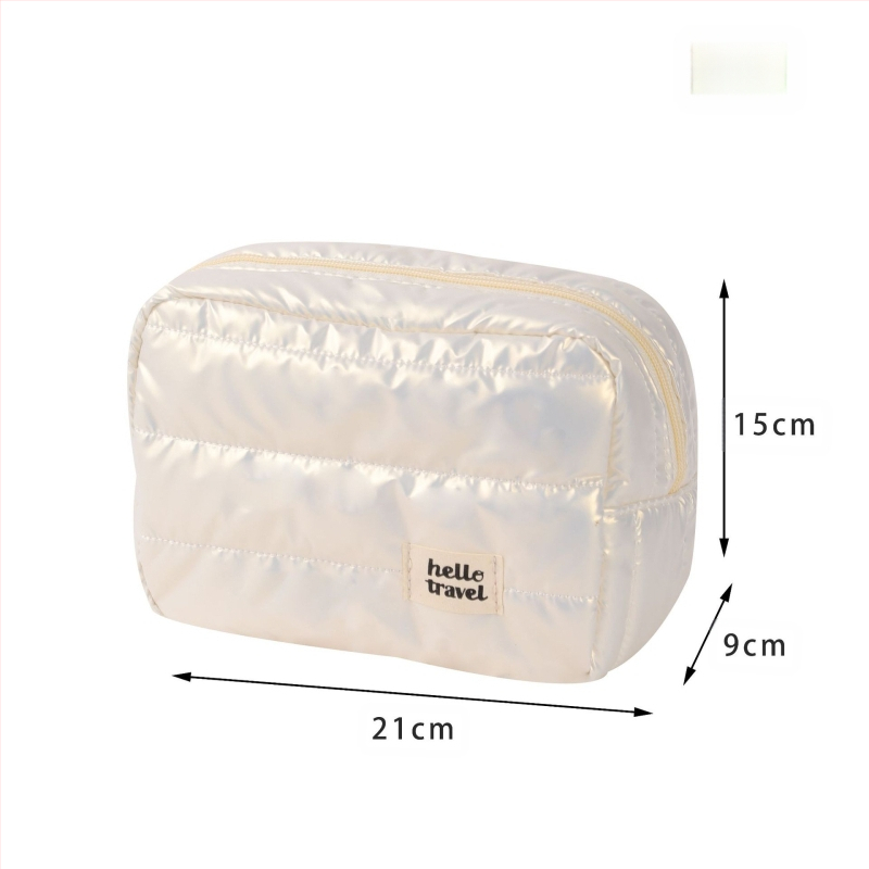 Happy Travel Τσαντάκι μακιγιάζ με περλέ λογότυπο και προσαρμοσμένο σχέδιο, πολυεστερικός οργανωτής μακιγιάζ για ταξίδια με μεγάλο χώρο αποθήκευσης