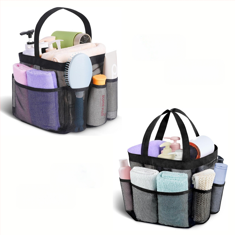 Чанта за тоалетни принадлежности с една или две дръжки, завършване с връзка, дишаща мрежеста конструкция и множество джобове за пътуване