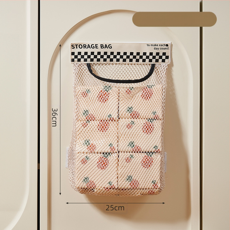 Sieninis virtuvės šiukšlių maišų laikymo organizatorius su groteliniu tinkleliu, spintelės durų laikymas, japoniškas stilius, logotipo spausdinimo galimybė