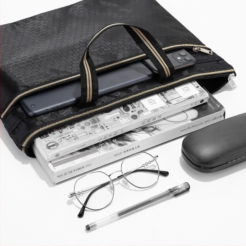 Водоустойчива чанта за документи от оксфордска материя, двойно отделение, цип, за офисни файлове и срещи