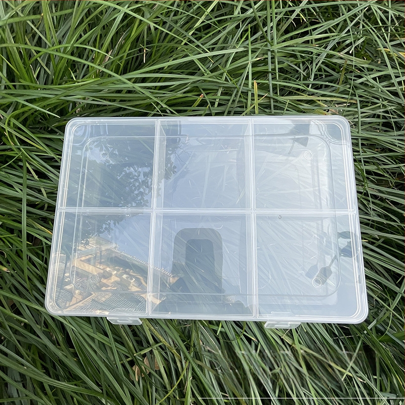 Десктоп кутия за съхранение с 12 отделения и слот за карти, PP пластмаса, прозрачно, с разделители, прахоустойчива, капацитет 1,6 л