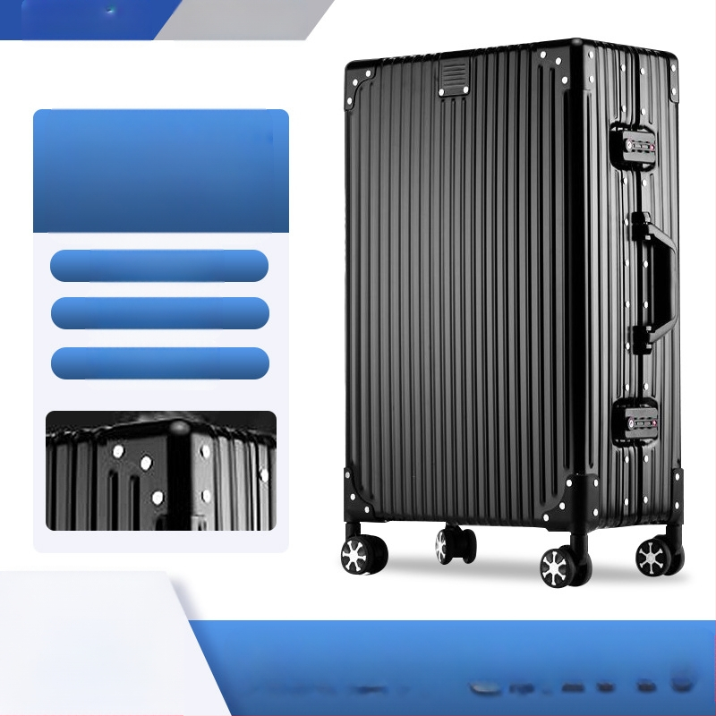 Valiză de călătorie complet din aluminiu pentru afaceri, corp din aliaj aluminiu-magneziu, încuciătoare TSA, roți universale, design dreptunghiular